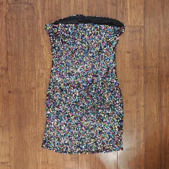 B. Smart Women M Strapless Sparkly Sequins lined Mini Dress New Year Party - Picture 6 of 8